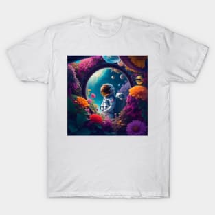 Astronaut on a flower planet T-Shirt